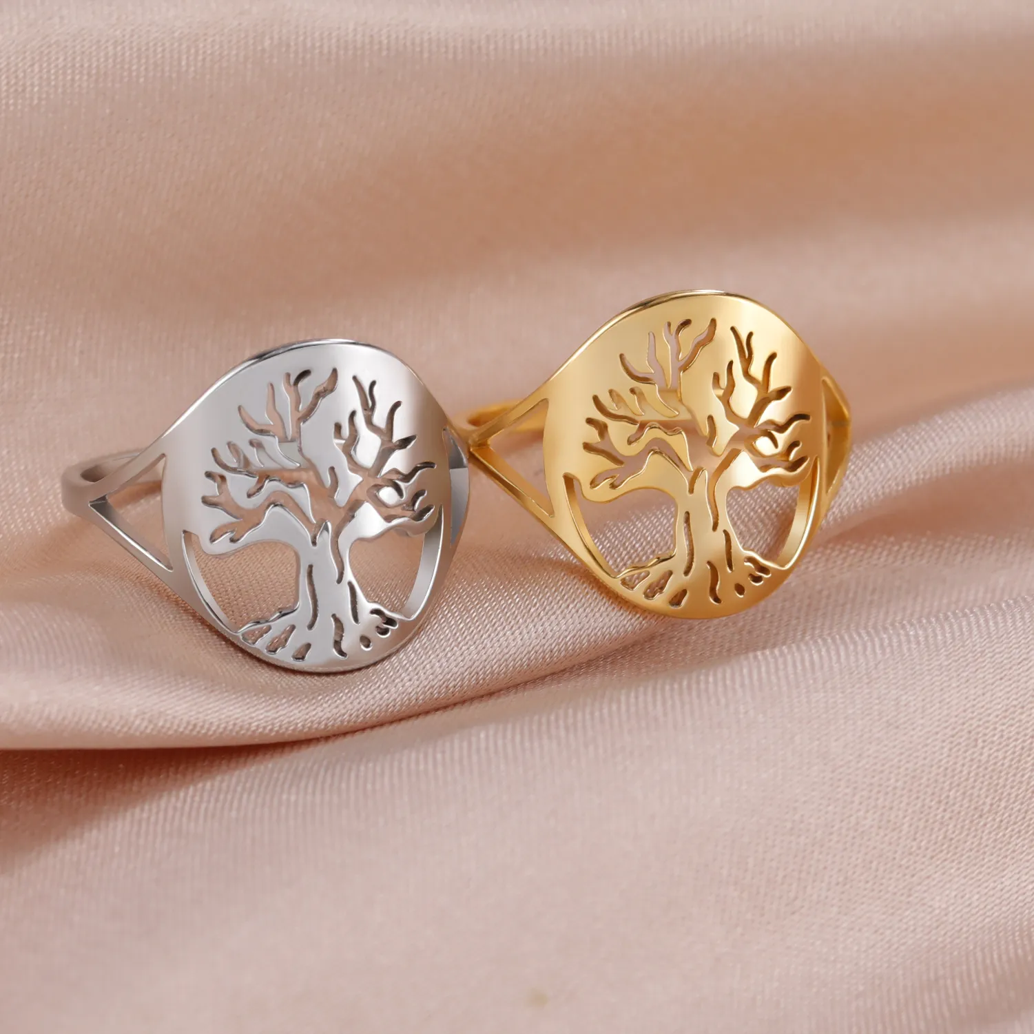 Authentic Cazador Tree of Life Ring for Women Men Amulet Jewelry Gold Color Couple Rings Anniversary Birthday Gifts 2024
