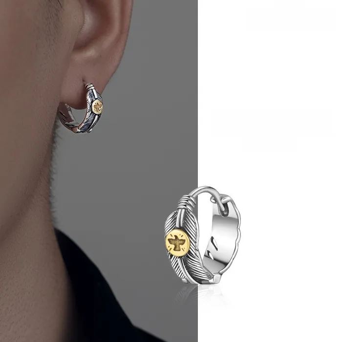 Authentic Men Click Earrings 316L Stainless Steel Snap Closure  Jewelry Vintage Native Tribal Punk Street Boys Daily Wear