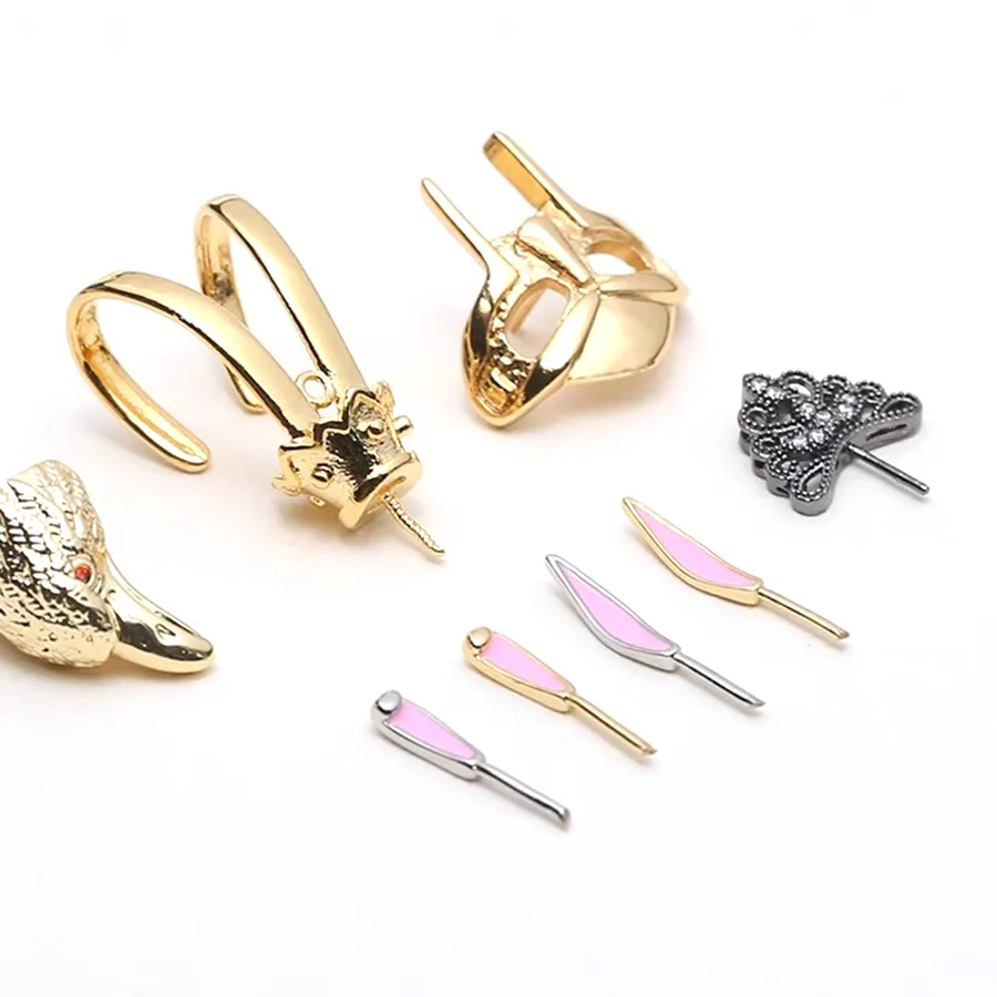 Authentic Plated with Genuine Gold Rabbit Ears Eagle Head Mask Hollow Support Pin DIY Jewelry Making Baroque Accessory Materials