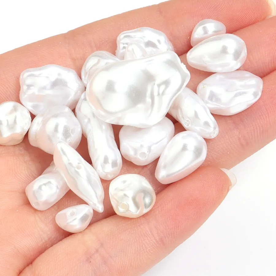 Authentic Lustrous Moonlit Tears: Irregular ABS Pearl Spacer Beads