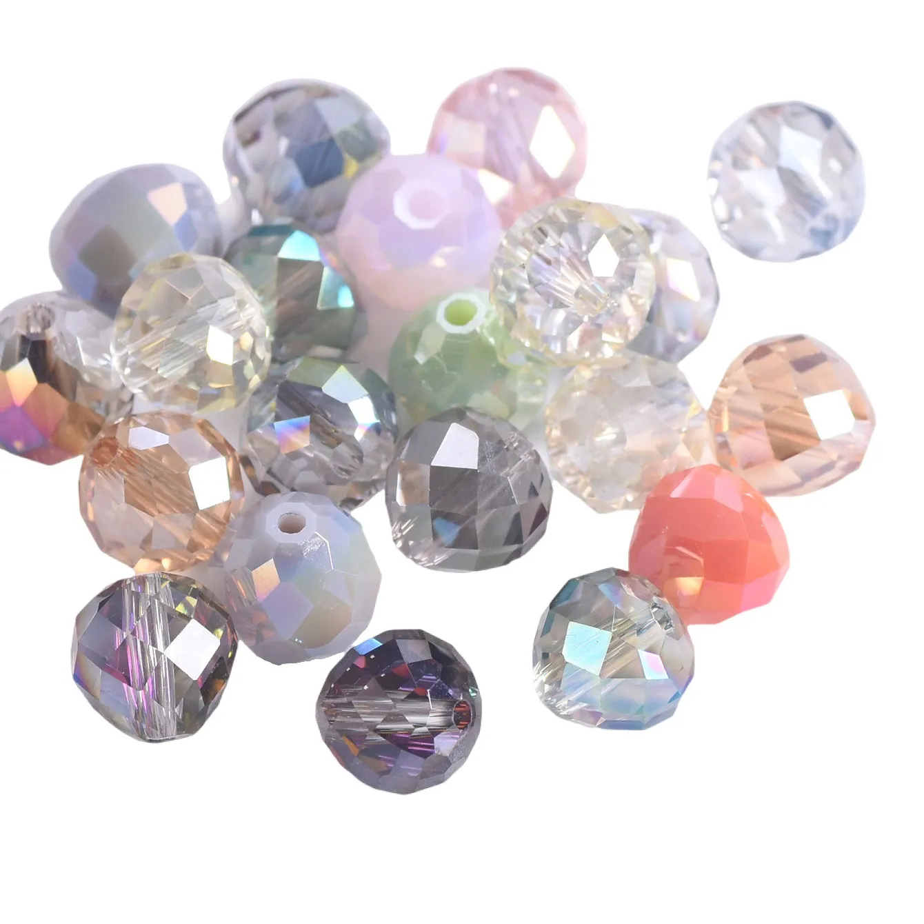 Authentic 20pcs 8mm Round Teardrop Shape Faceted Crystal Glass Loose Crafts Beads for Jewelry Making DIY Crafts