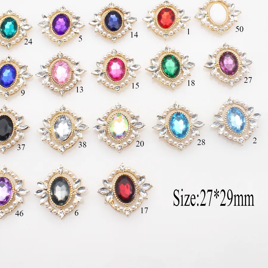 Authentic Fashionable New 27*29mm 10Pcs/Lot Oval Rhinestone Artificial Pearl Alloy Decoration DIY Versatile Dress Bow Jewelry Accessories