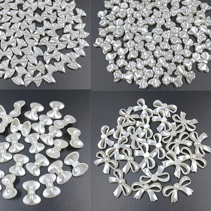 Authentic 20pcs/bag Acrylic Ribbon Bow ABS Imitation Pearl Bead With Hole DIY Necklace Bracelet Earrings Jewelry Making Material