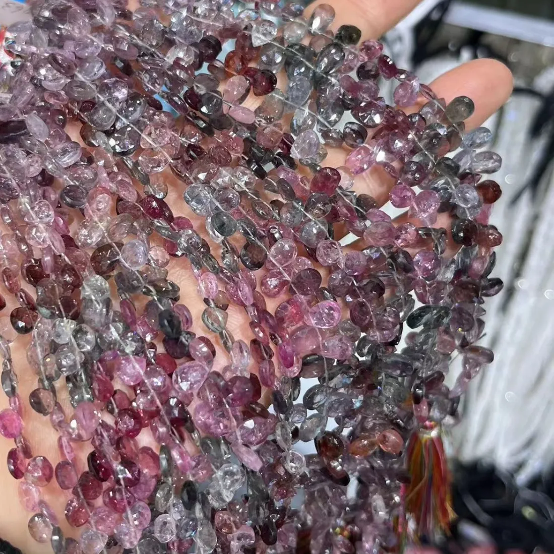 Authentic 7A Spinel flat oval pear drop faceted 4-5mm 18cm MULTICOLOR COLOR for DIY jewelry making loose beads FPPJ nature