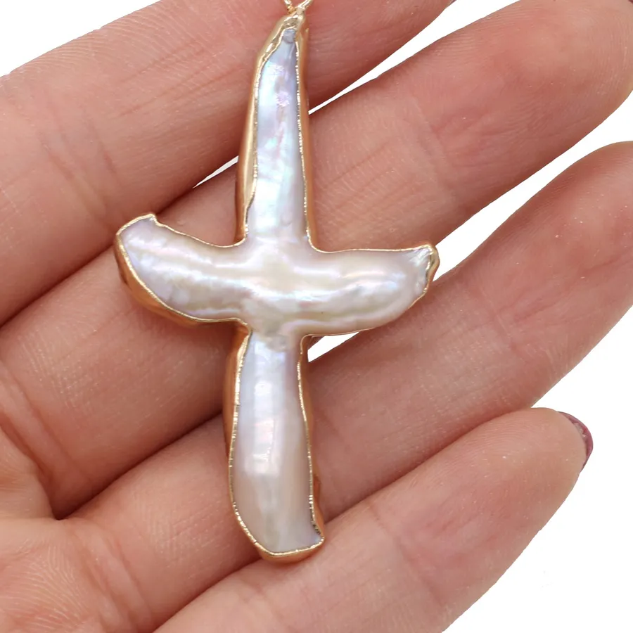 Authentic Celestial Pearl Cross – Sacred Radiance Pendant
