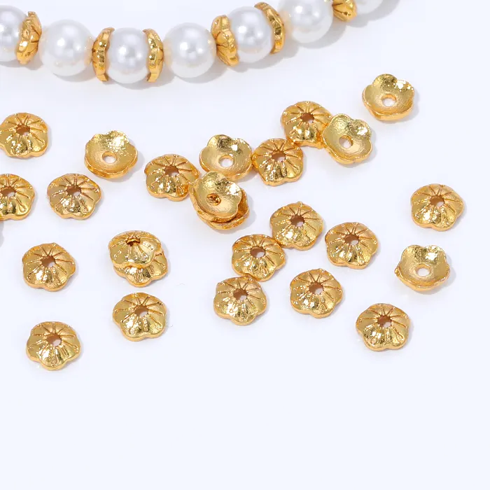 Authentic 18K Gold Plated 4mm Small Beads Caps for Jewelry Making,Flower Spacer Bead End Caps For DIY Necklace Bracelet Accessories