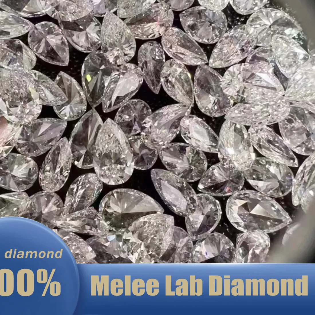 Authentic 1PCS Lab Grown Pear Small Diamond DEF Color VS/VVS Clarity Loose Stone HPHT Lab Grown Diamond Melee Diamond for Jewelry Making