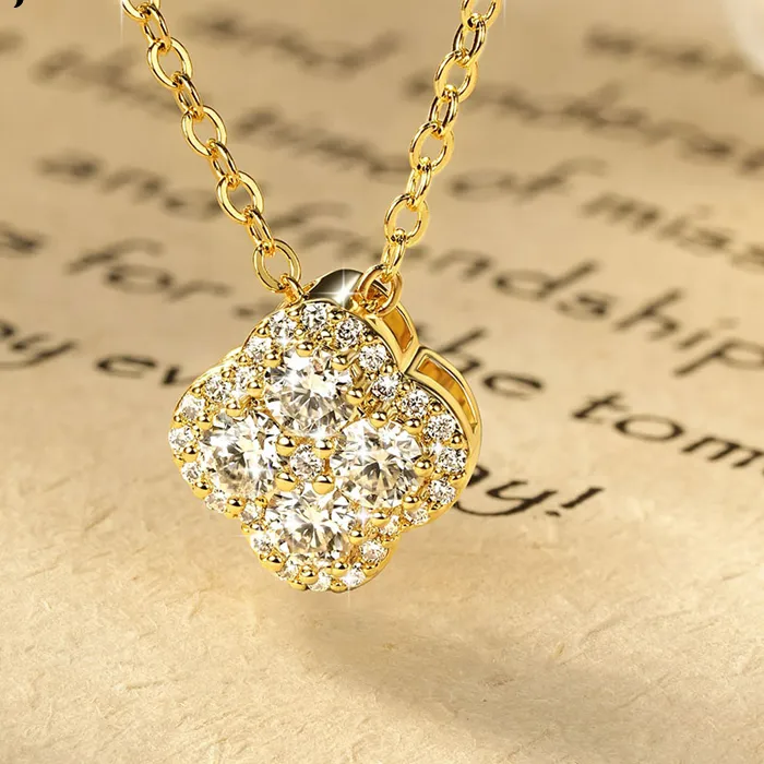 Authentic The Enchanted Four-Leaf Flower: A Moissanite's Grace