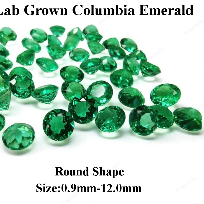 Authentic Lab Grown Columbia Emerald Hand- Cut Multiple Size Charms Gemstone Round Shape For Jewelry Rings Earrings Making Selectable Agl