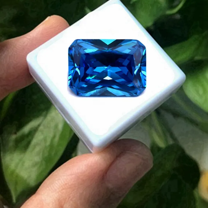 Authentic Sea Blue Sapphire Natural Mined Rectangle Cut 12x16mm 12.5Cts Sri-Lanka VVS Loose Gemstone DIY Jewelry