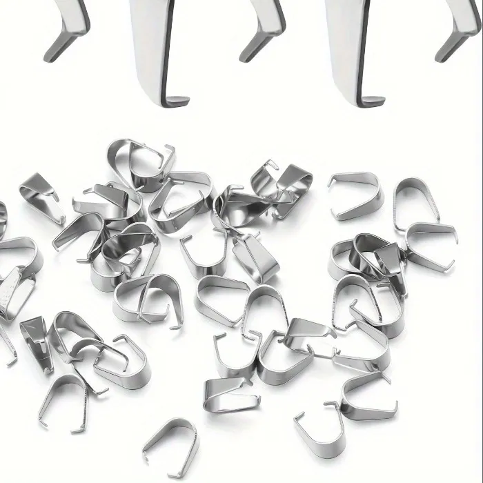 Authentic Pinch Clip Pendant Clasp Bail Connector for DIY Necklace Jewelry Making Supplies Accessories