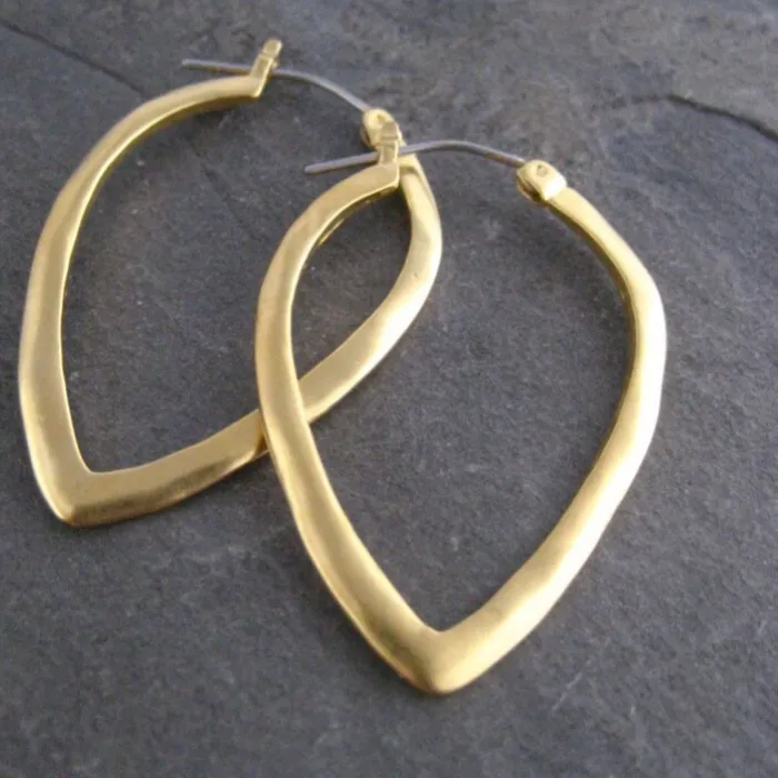Authentic BKBK Smooth Matte Gold Irregular Leaf Hoop Women Earrings Korean Fashion High-end Jewelry for Minimalist Fashion Bloggers Office Professionals Valentine Xmas Thanksgiving Brunch Club Casual Daily Urban Travel Ear Ornaments