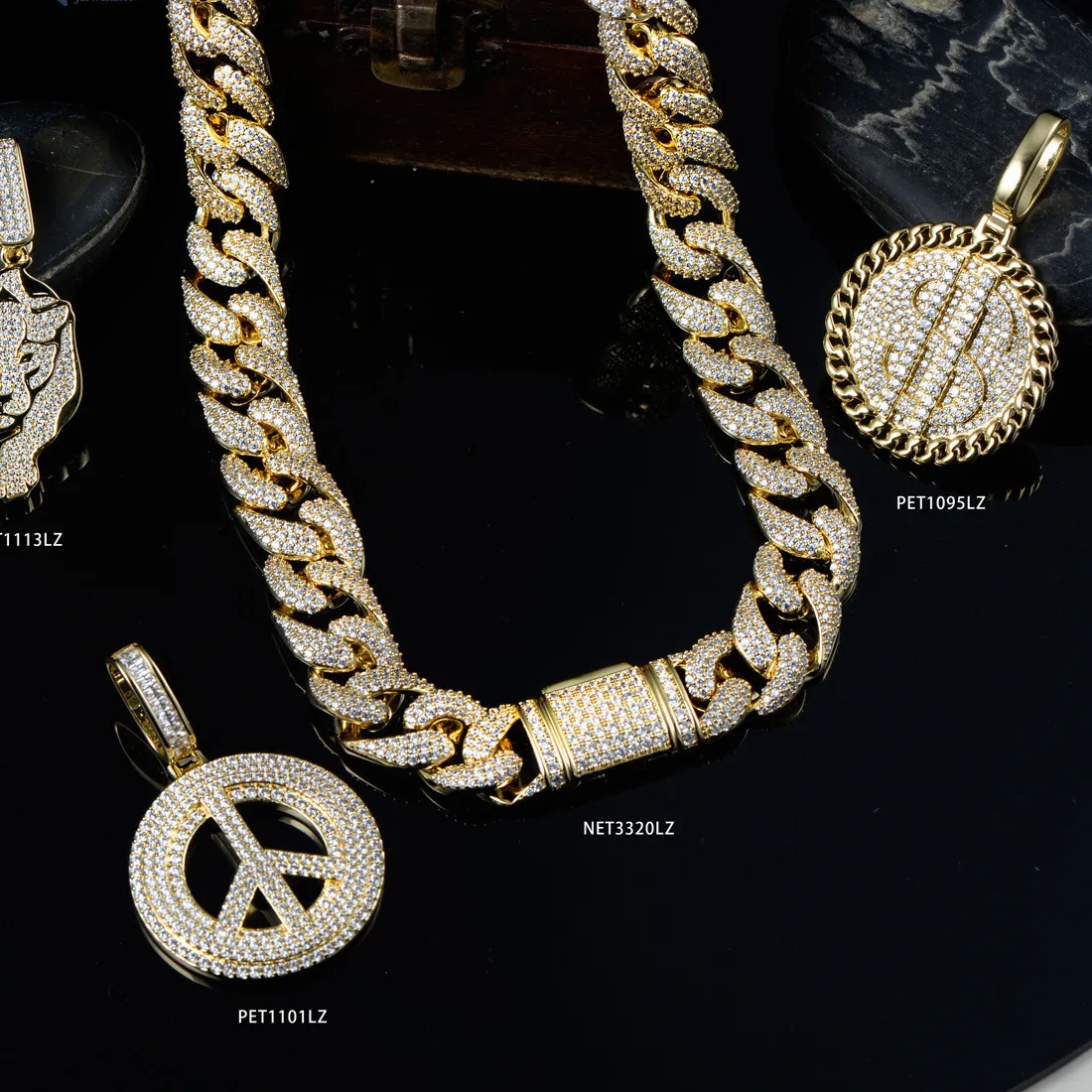 Authentic Fashion Jewelry Wholesale Hip Hop Bling Jewelry Urban Jewelry Mens 18k Gold Cuban Link Necklace Moissanite Cuban 14mm