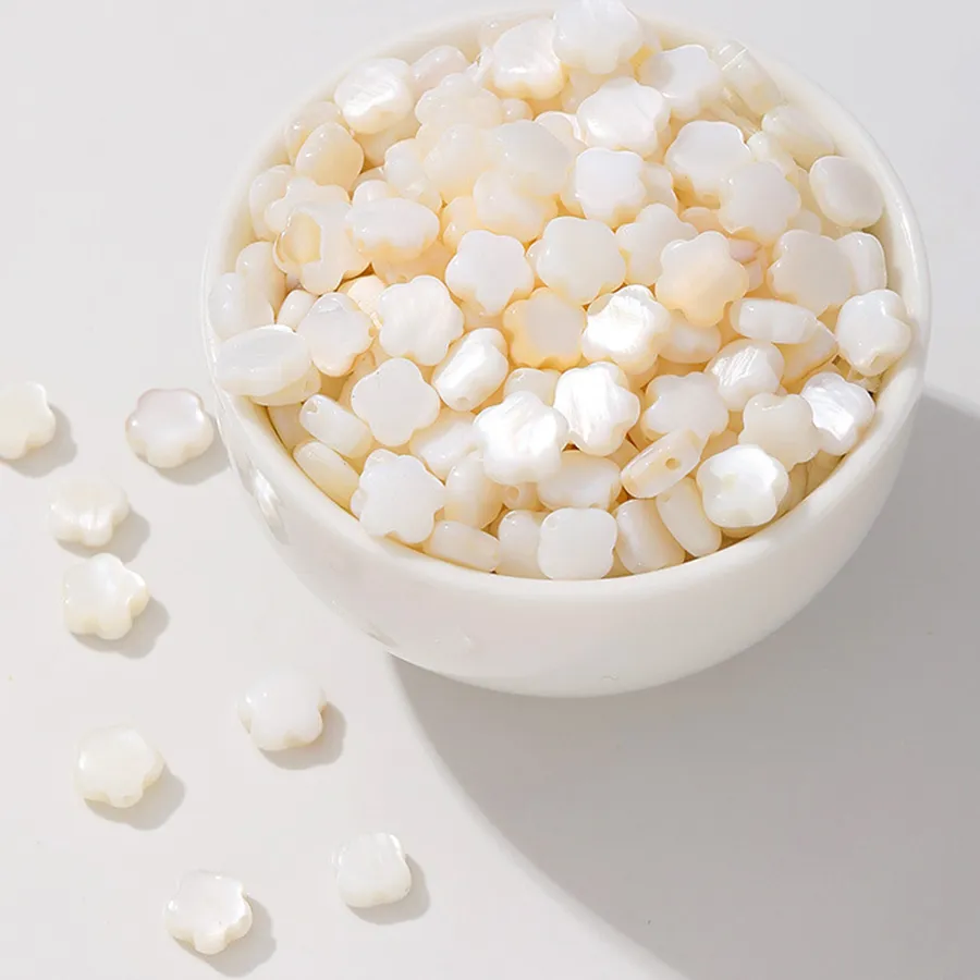 Authentic 20Pcs White Shell Love Heart Leaf Flower Through Hole Bead Spacer Bead DIY Bracelet Necklace Jewelry Making