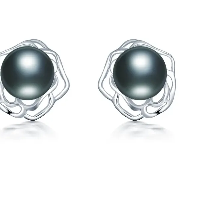 Authentic Dainashi Peony Flower Retro Style Stud Earrings for Women 8-9mm Natural Freshwater Pearl Earrings Fashion Jewelry 2025 New In