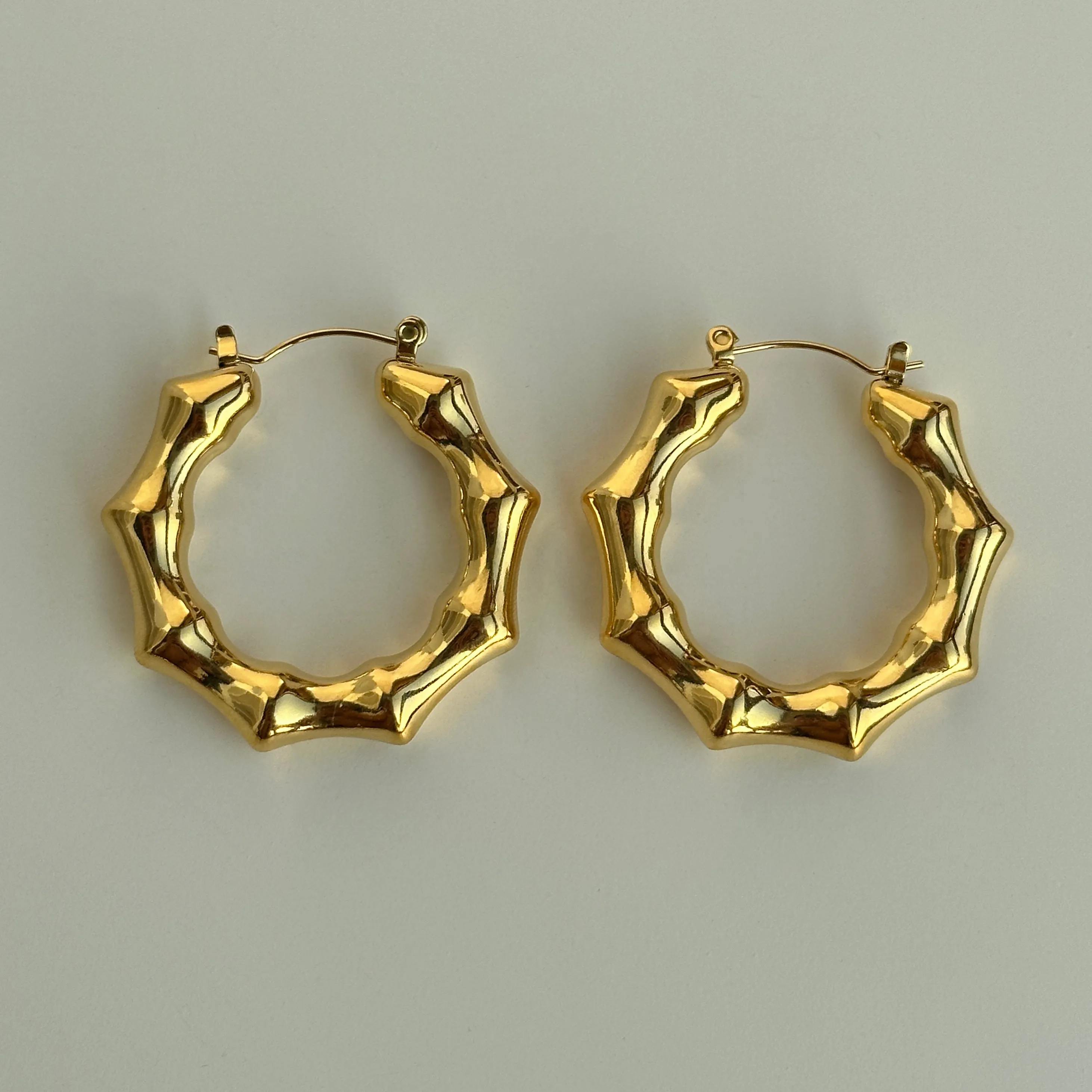 Authentic DASEIN Summer French Vintage Bamboo Hollow Twist Hoop Earrings 18k Gold Plated Unique Hypoallergenic Jewelry