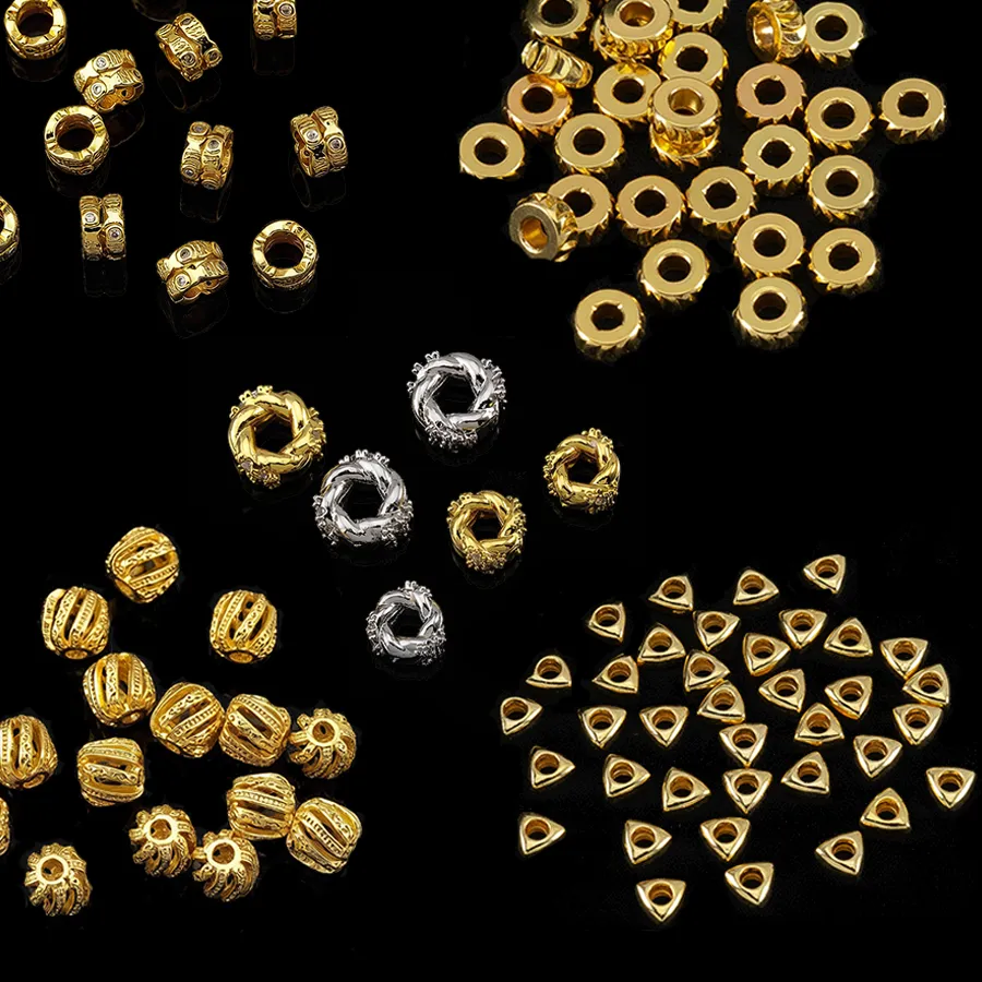Authentic Geometric Talismans of Light: Golden and Silver Hollow Spacer Beads