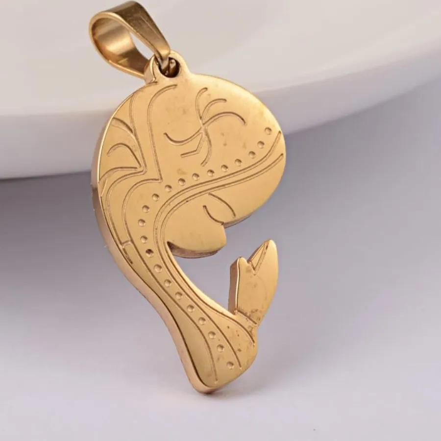 Authentic 304 Virgin Mary Pendant 27x15x2mm Golden Ion Plated Charm Metal Flat Lady Maria Pendant with 6x4mm Hole Ideal