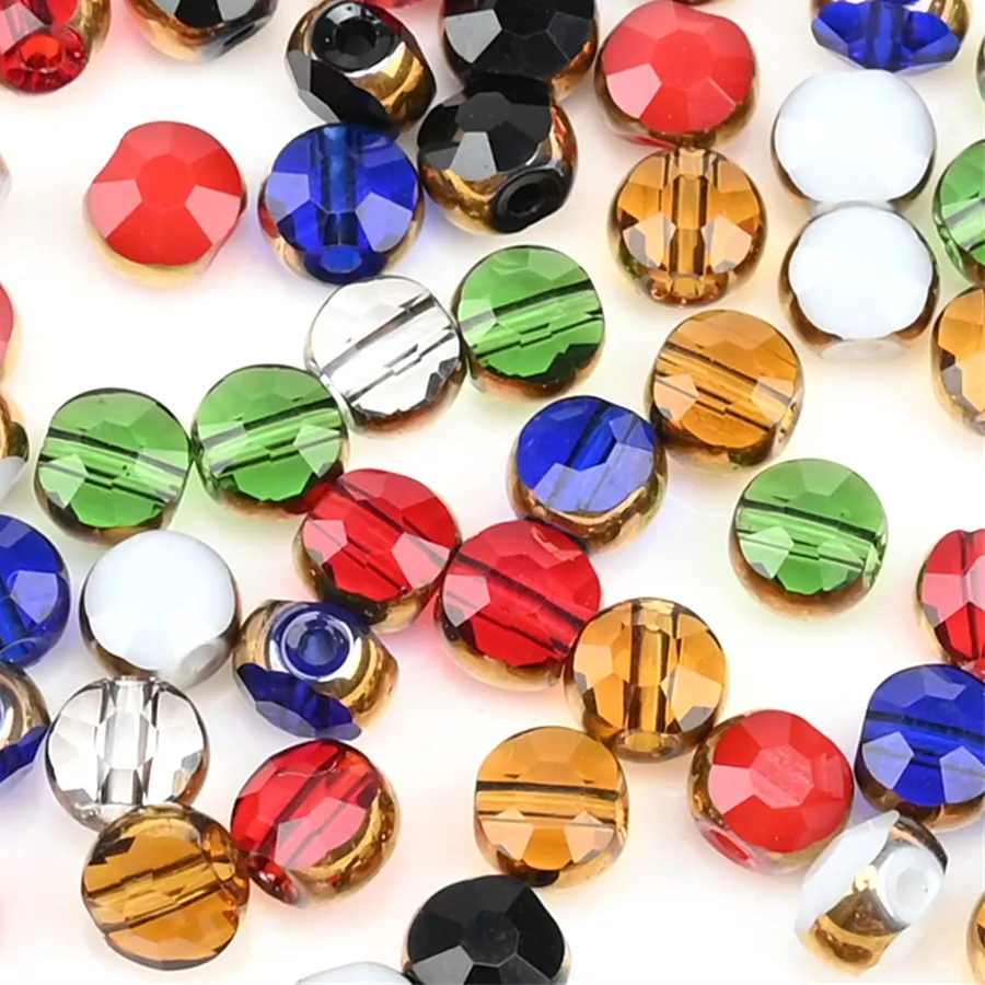 Authentic 4mm Golden Colour Edge Czech Glass Round Beads for Handmade Crystal Bracelet Earings DIY Jewelry Making 72Pcs/lots