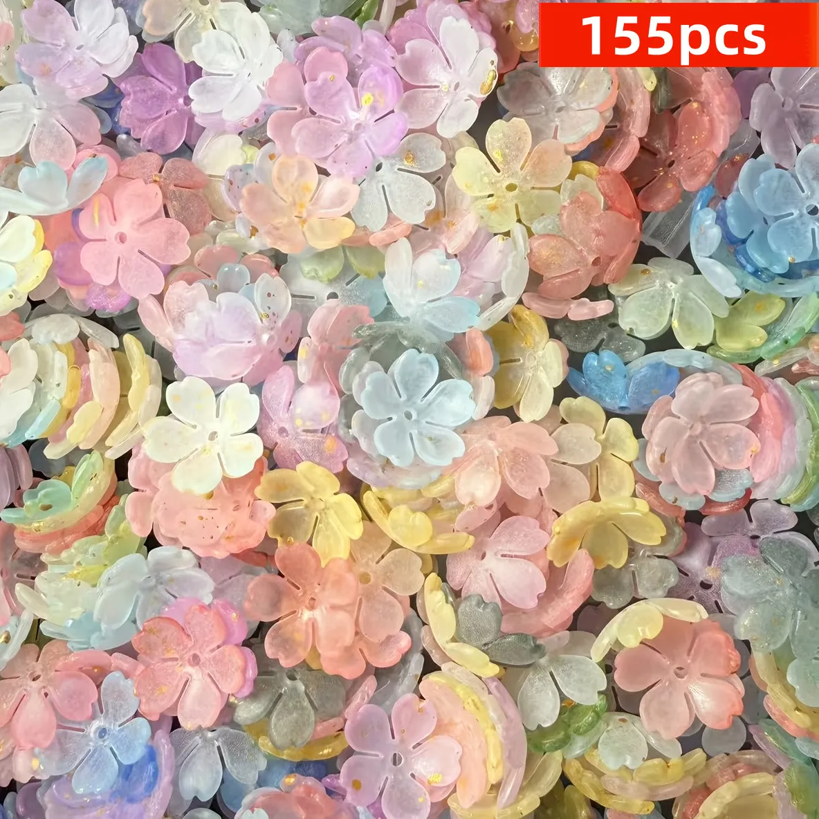 Authentic 15mm 155pcs peach blossom three-dimensional holes sprinkled with golden, peach blossom scattered beads for DIY Jewelry Making