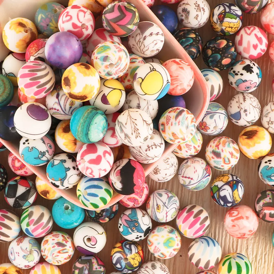 Authentic Leopard Print15MM 5Pcs/SET Round Beads Beads For Jewelry Making DIY Keychain Necklace Jewelry Accessories