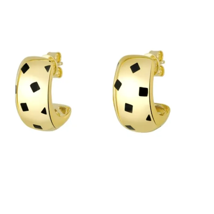 Authentic CAMEO 925 Silver Synthetic Zircon Earrings with Gold Leopard Pattern Jewelry Earrings