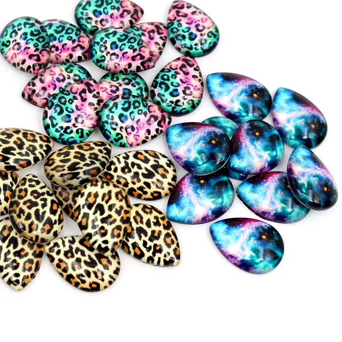 Authentic 10x14mm 13x18mm 18x25mm Drop Leopard print New Fashion Handmade Photo Glass Cabochons Pattern Domed Jewelry Accessories supplies