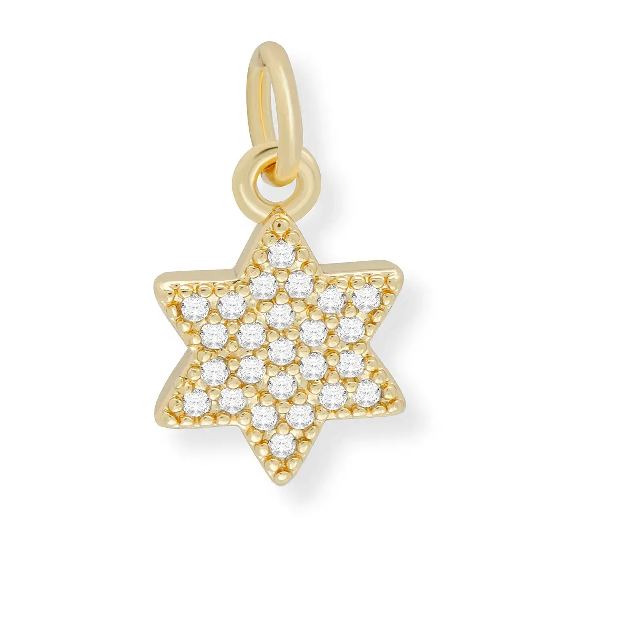 Authentic AAA Cubic Zirconia Crystal Gold-plated Six-point Jewish Star Of David Pendant For Necklace Earrings Makings Moon Heart Findings