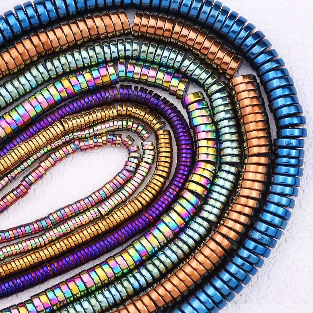 Authentic Mystical Hematite Guardians: Colorful Flat Round Beads of Protection