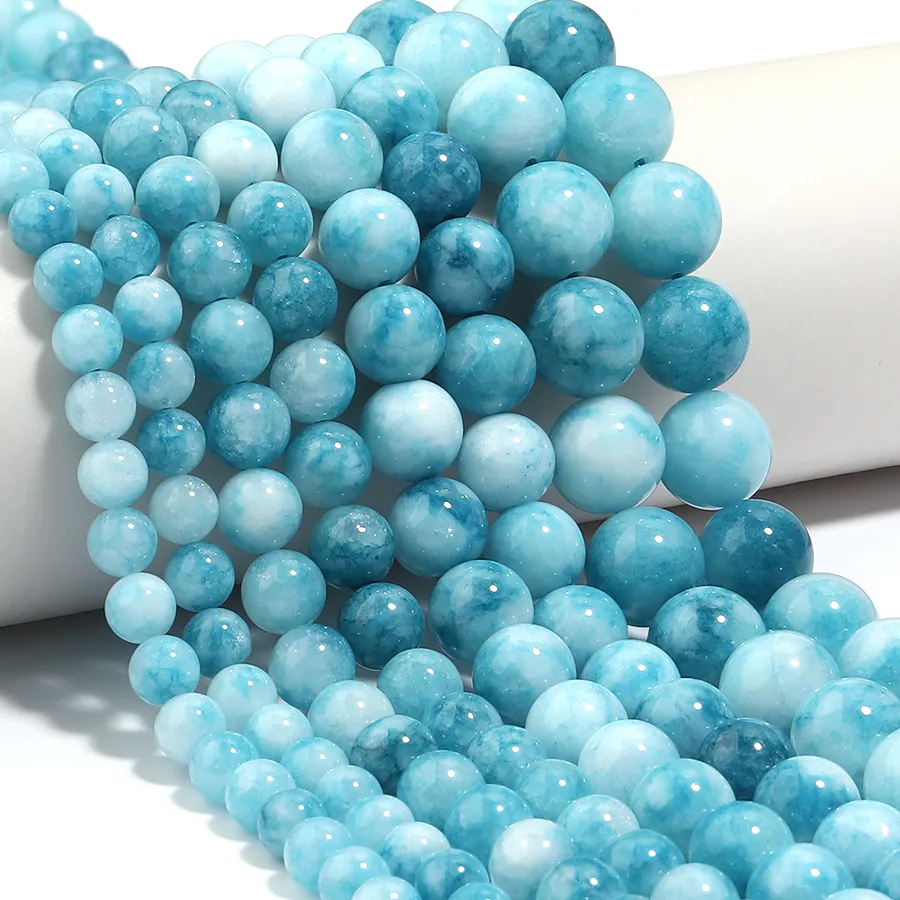 Authentic 1strand/lot Natural Stone Beads Blue Larimar Stone Loose Spacer Beads For Jewelry Making DIY Necklace Bracelet Accessories