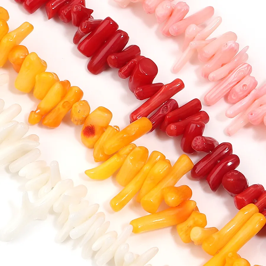 Authentic 1Strand 6x15mm Natural Stone Coral Beads Irregular Shape Loose Spacer Beads for Jewelry Making DIY Bracelet Necklace Accessories