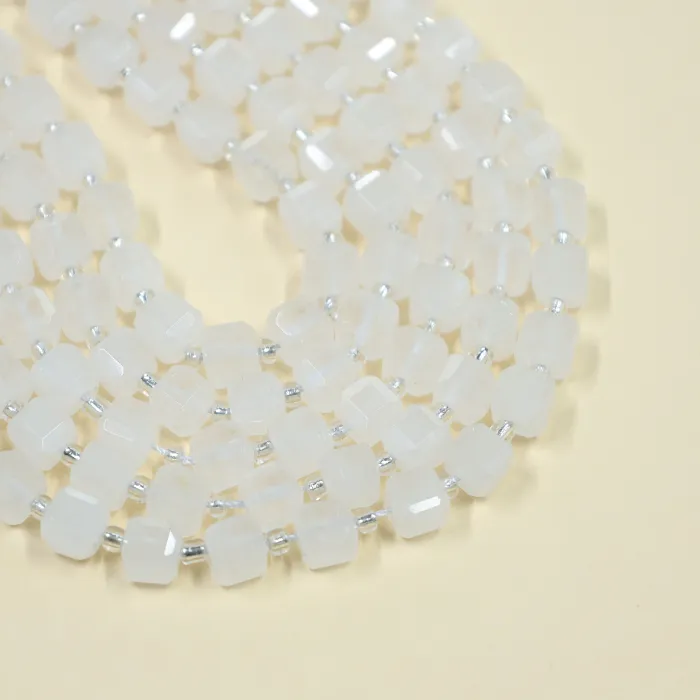 Authentic Sacred Pillars of Alabaster Frost: Natural White Marble Sugar Cube Beads