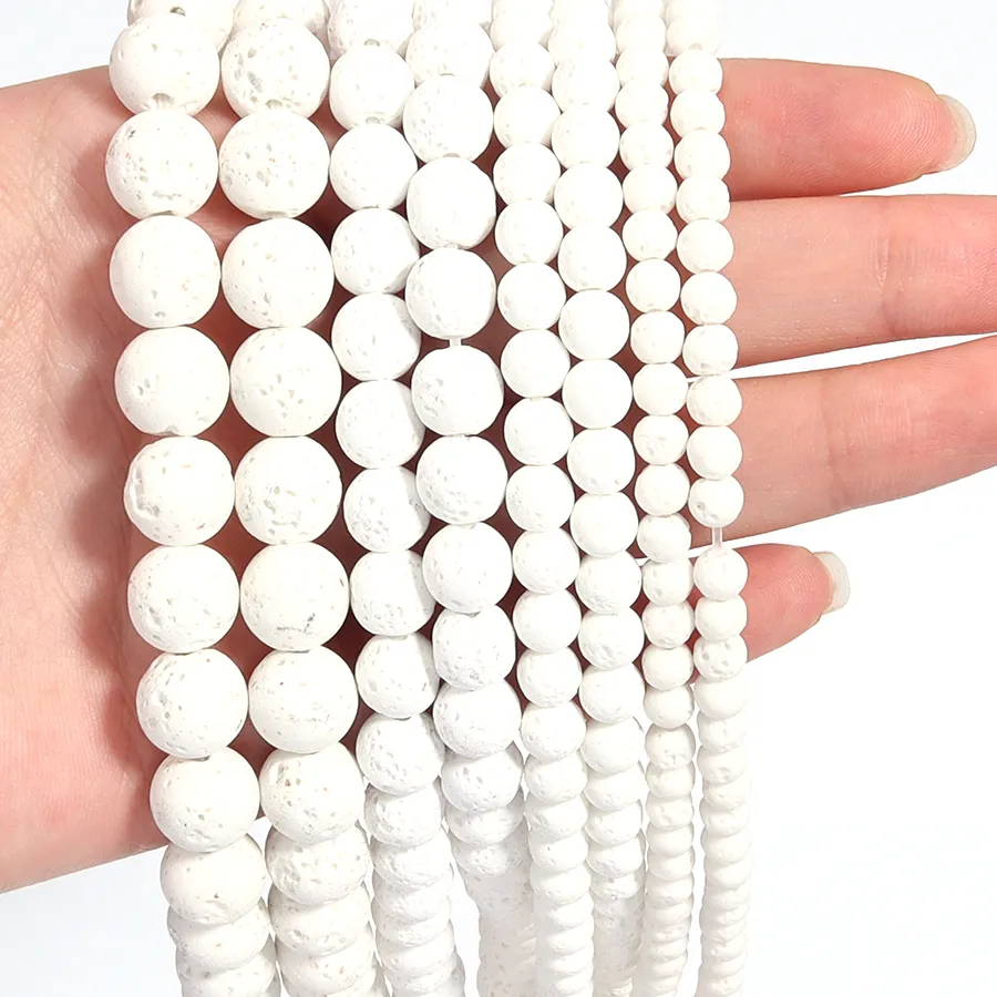 Authentic Luminous Pathways: White Volcanic Lava Stone Beads for Spiritual Connection