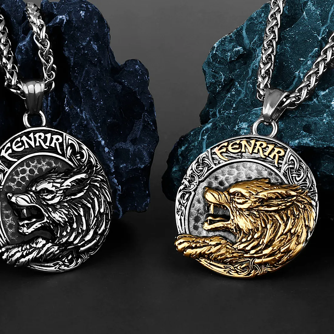 Authentic Viking Fenrir Wolf Mystic Rune Pendant Men's Fashion Trend Amulet 316L Stainless Steel Pendant Necklace Party Gift Jewelry