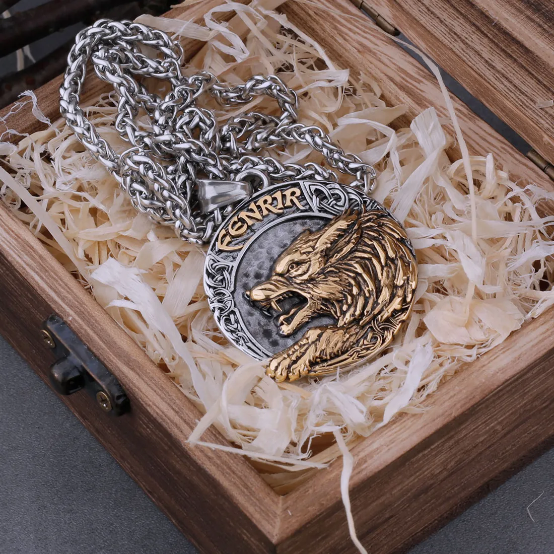 Authentic Vintage Viking Fenrir Wolf Head Necklace Never Fade Stainless Steel  Men's Odin Amulet Pendant Jewelry Gift Dropshipping