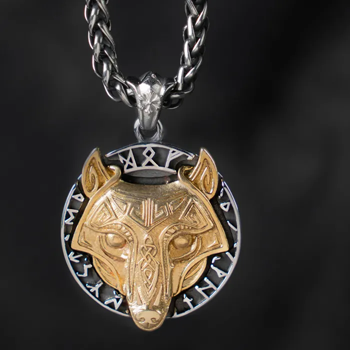 Authentic Viking wolf Knot Fenrir  necklace for men  nordic wolf stainless steel pendant