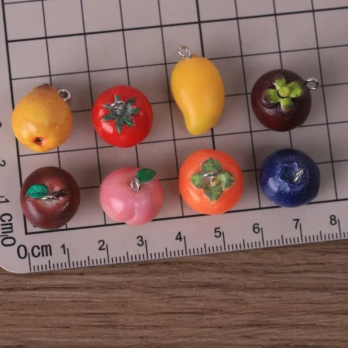 Authentic 10Pcs Cute Mini Fruit Resin Charms Apple Pear Mango Tomato Pendants DIY Craft Findings for Earrings Keychains Handmade Jewelry