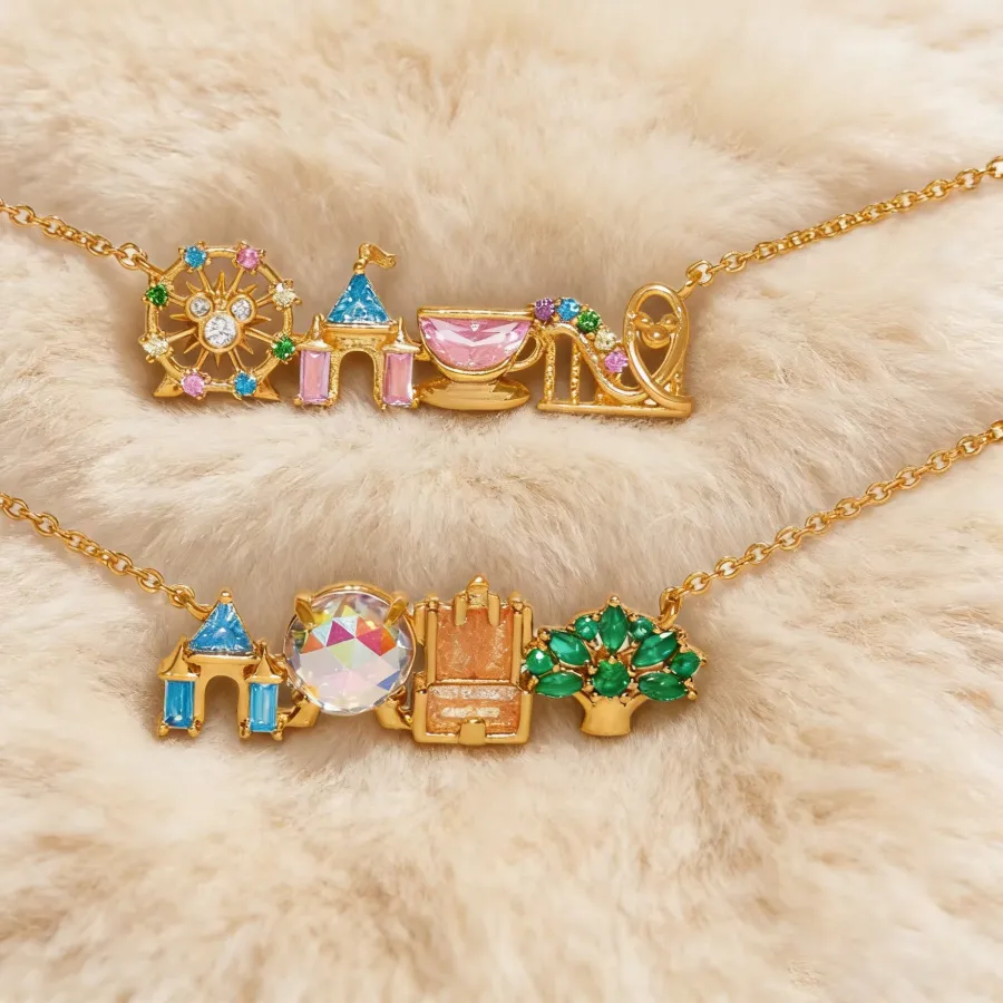 Authentic Exquisite Colored Zircon Inlaid Amusement Park Pendant Necklace Cute Sweet Design Versatile Fashion Jewelry Accessory