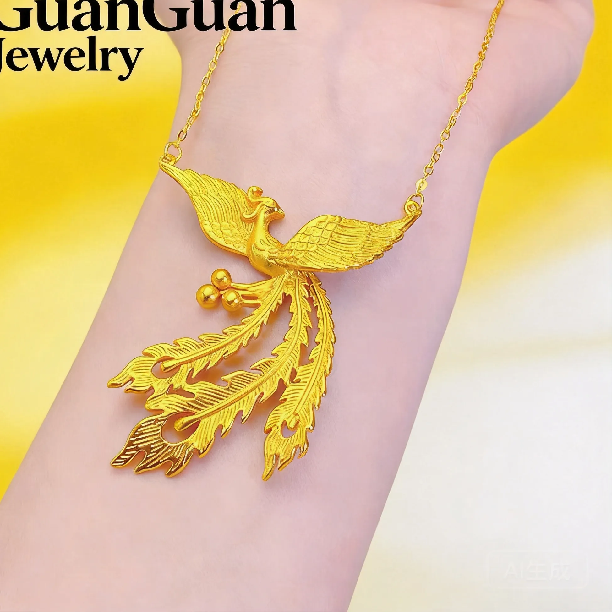 Authentic Women's Phoenix Pendant Clavicle Necklace Chinese Style For Wedding Hanfu Matching 2026 Gold Plated Elegant Jewelry For