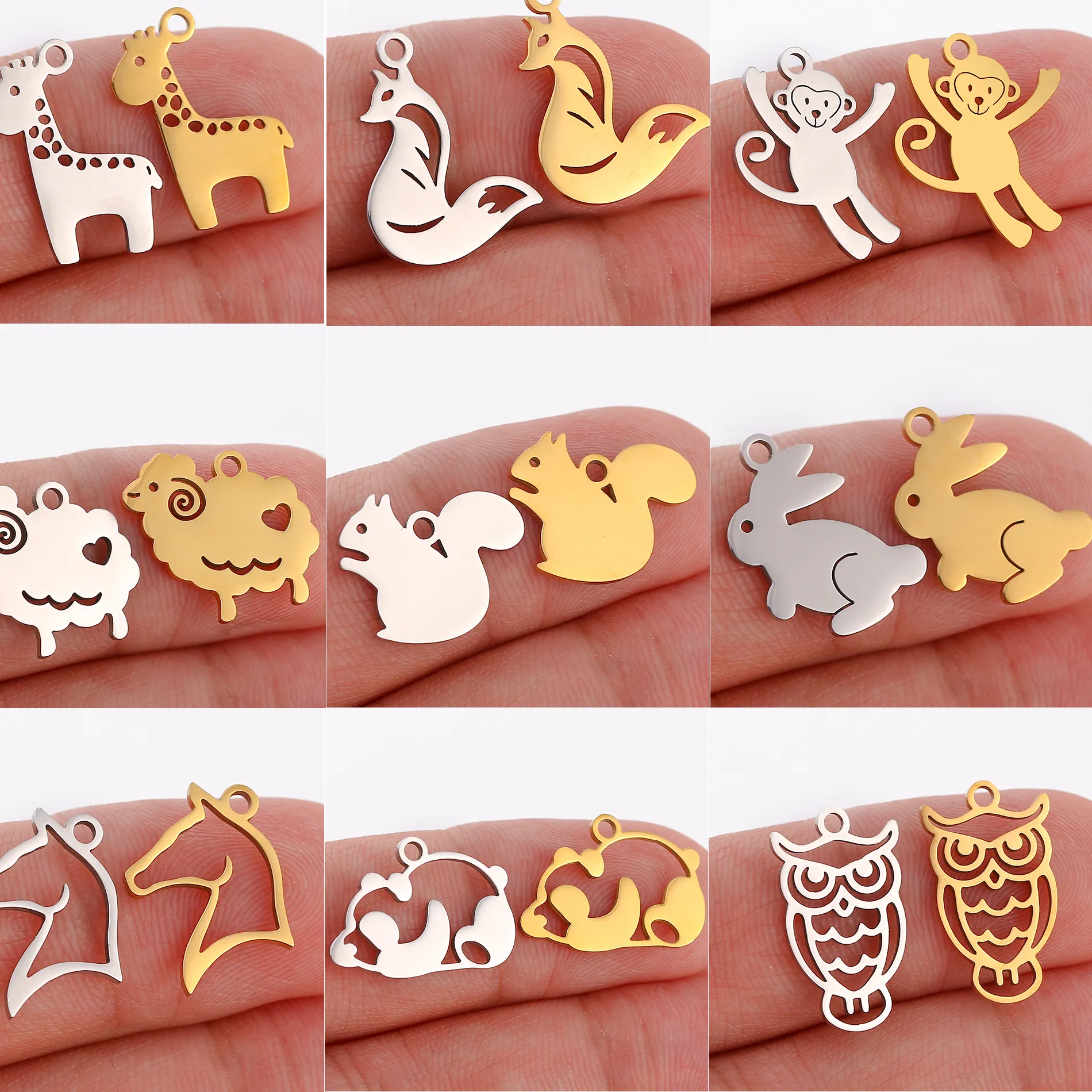 Authentic 5Pcs Aries Owl Rabbit Giant Panda Charms Diy Animal Pendants Craft Jewelry Making For Necklace Earrings