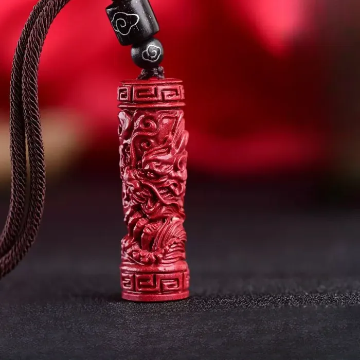 Authentic Red Cinnabar Chinese Zodiac Pendant Heart Sutra Gemstone Necklace Real Natural Jewelry Accessories Energy