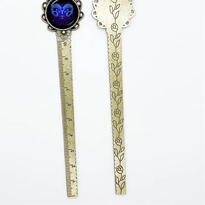 Authentic 12 Constellations Metal Bookmark Pendant For Notebook Book Horoscope Aries Pisces Aquarius Leo Scorpio Libra Stationery