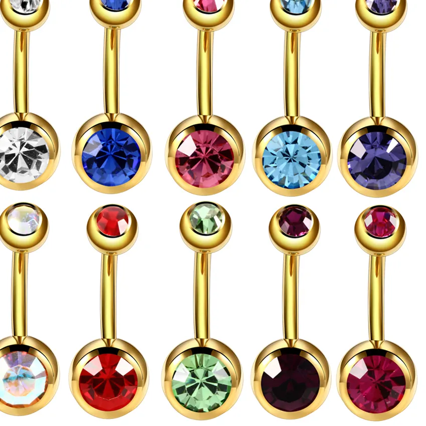 Authentic 1PC Titanium Crystal Screw Studs Navel Ring Helix Piercing Bohemia Ombligo Pircing Woman Sexy Bell Button Rings Body Jewelry