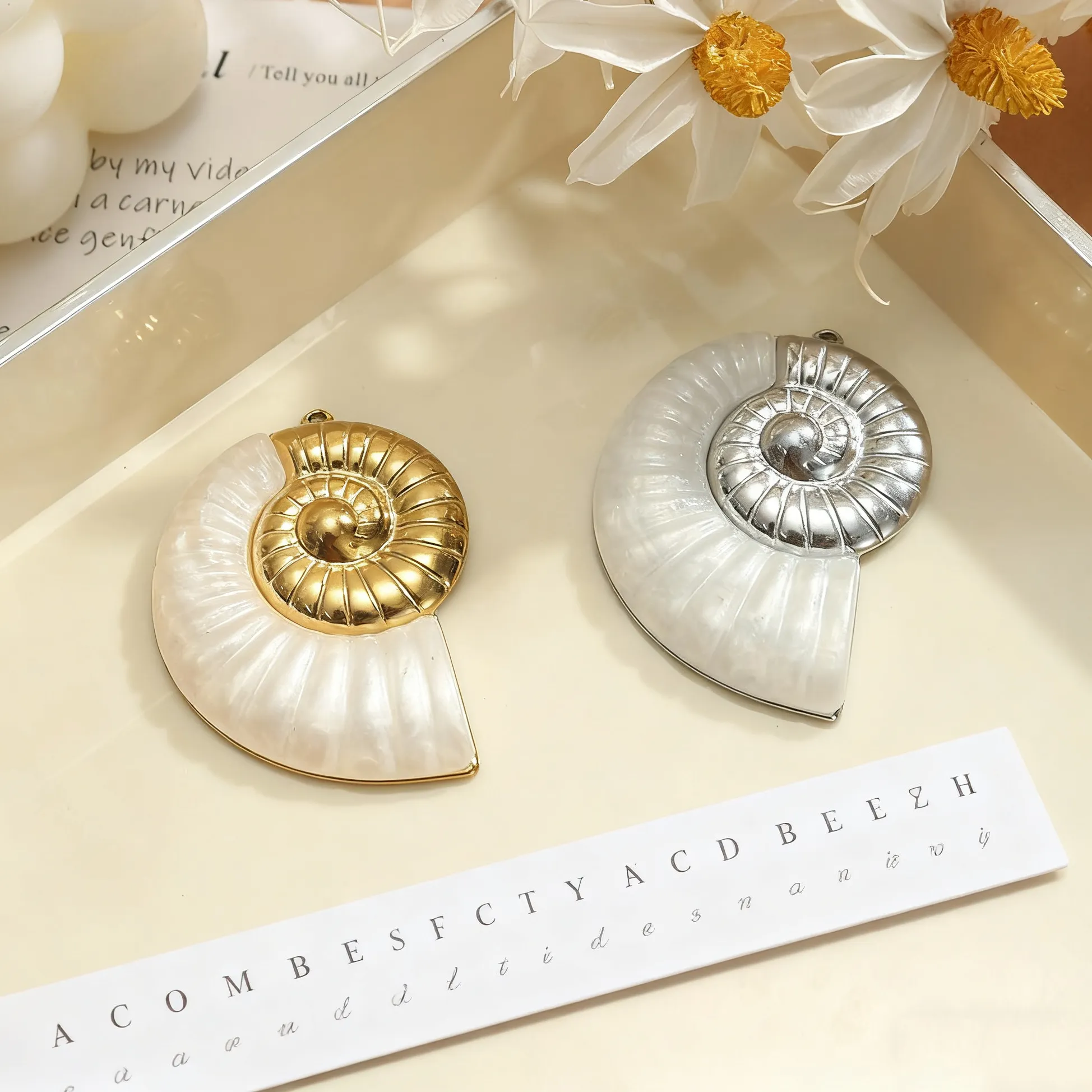 Authentic 2Pcs Big Nautilus Shell Jewelry Charms Pendant for DIY Women Necklace Earring Making Accessories