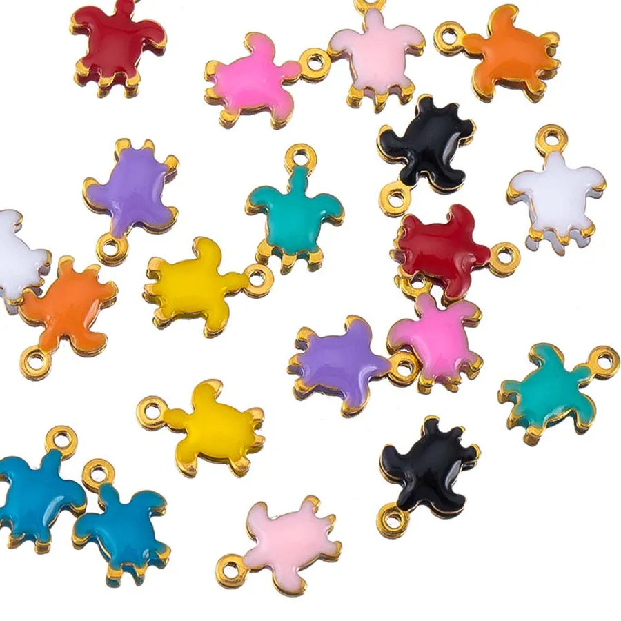 Authentic Celestial Turtle and Star Enamel Talismans for Sacred Adornment
