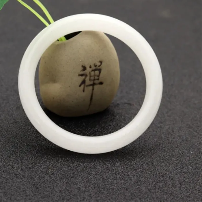 Authentic Natural White Chinese Jade Bracelet Bangle Jewellery Accessories Woman Lucky Amulet 54- 64Mm