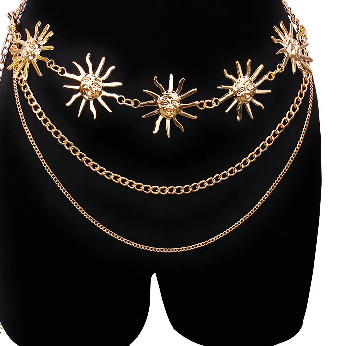 Authentic Chunky Multilayer Punk Gothic Moon Sun Waist Chain Waist Belts Dress Jewelry Body Chain Jewelry Цепочка На Талию