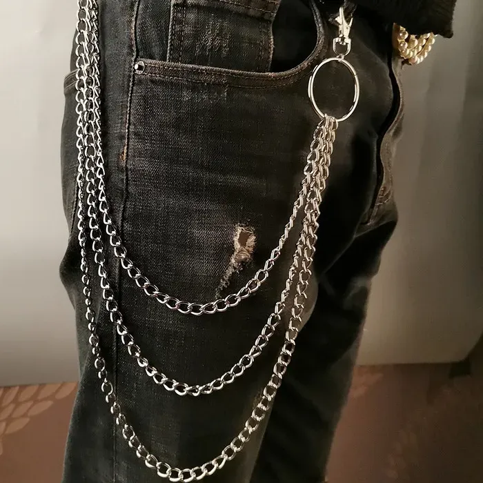 Authentic Layer Metal Belt Chain Punk Hook Metal Waist Wallet Kechains Jewelry HipHop for Men Women Jewelry Accessories