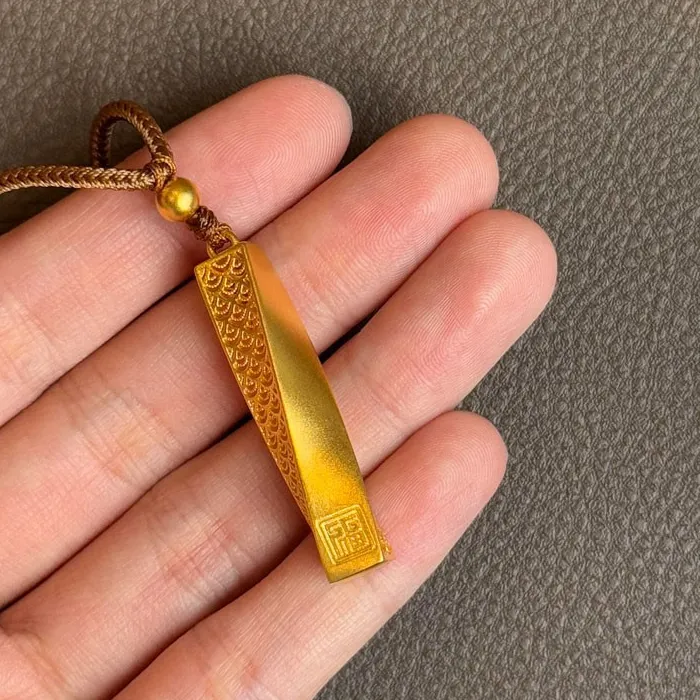 Authentic Luxury 9999 24K Solid gold certifid Fu word Qiankun column pendant necklace retro six-character mantra pendant