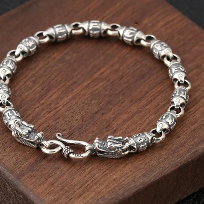 Authentic The Guardian Serpent and Mantra Conduit Silver Talisman Bracelet